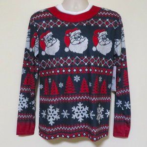 FAUX REAL Men's Xmas Ugly Sweater T-Shirt ~ Small